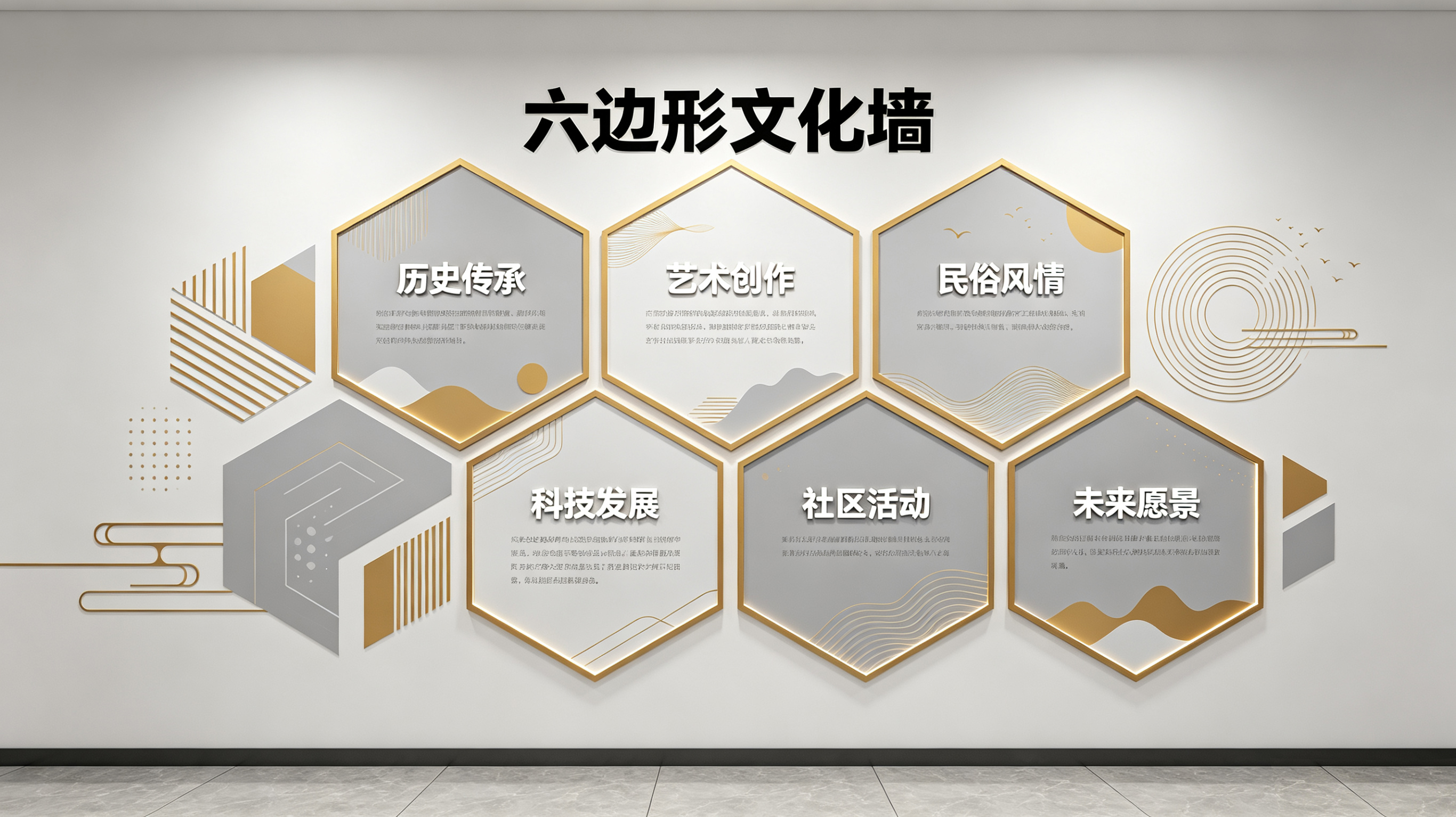石屏企业文化墙 | 六边形信息美学